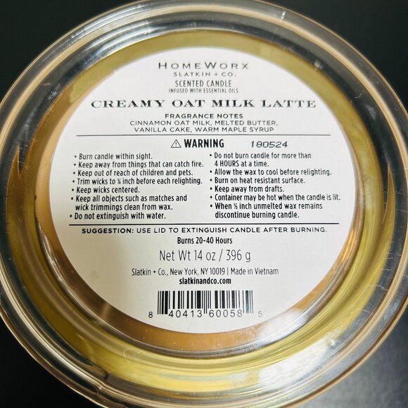 Homeworx by Slatkin Creamy Oat Latte 3-Wick Candle 14oz NEW - Picture 4 of 4